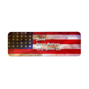 Grunge texturerad amerikanska flaggan returadress etikett