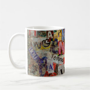 Grunge texturerad bakgrundskonstruktion med gammal kaffemugg