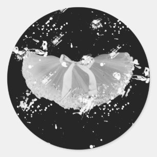 Grunge Tutu på svart Runt Klistermärke