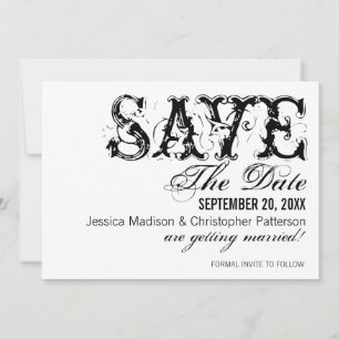 Grunge Typography Save the Date, Black Spara Datumet