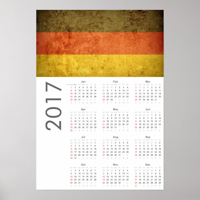 Grunge Tyskland Flagga Kalender 2017 Affisch (Framsidan)