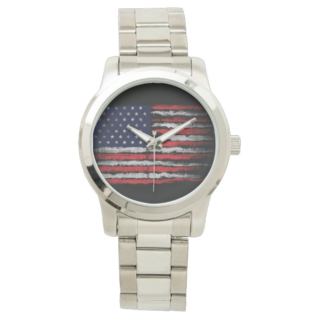 Grunge U.S.A.-flagga Armbandsur (Framsida)