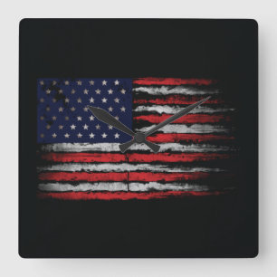Grunge U.S.A.-flagga Fyrkantig Klocka