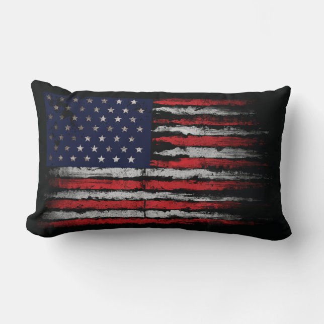 Grunge U.S.A.-flagga Lumbarkudde (Framsida)
