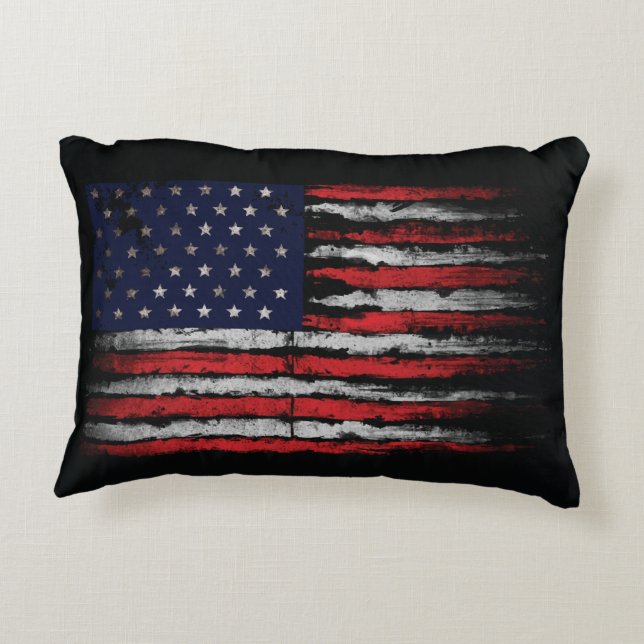 Grunge U.S.A.-flagga Prydnadskudde (Baksidan)
