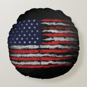 Grunge U.S.A.-flagga Rund Kudde