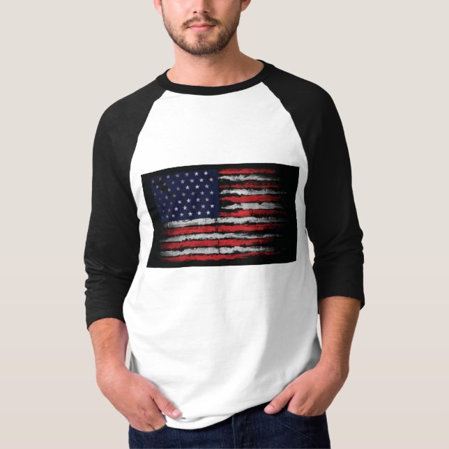 Grunge U.S.A.-flagga T Shirt (Framsida)