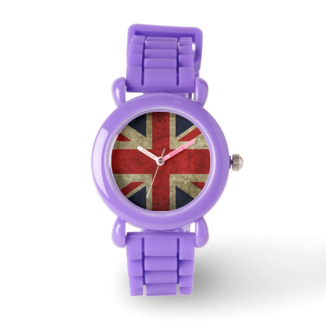 Grunge Union-Jack British Flagga Armbandsur (Framsida)