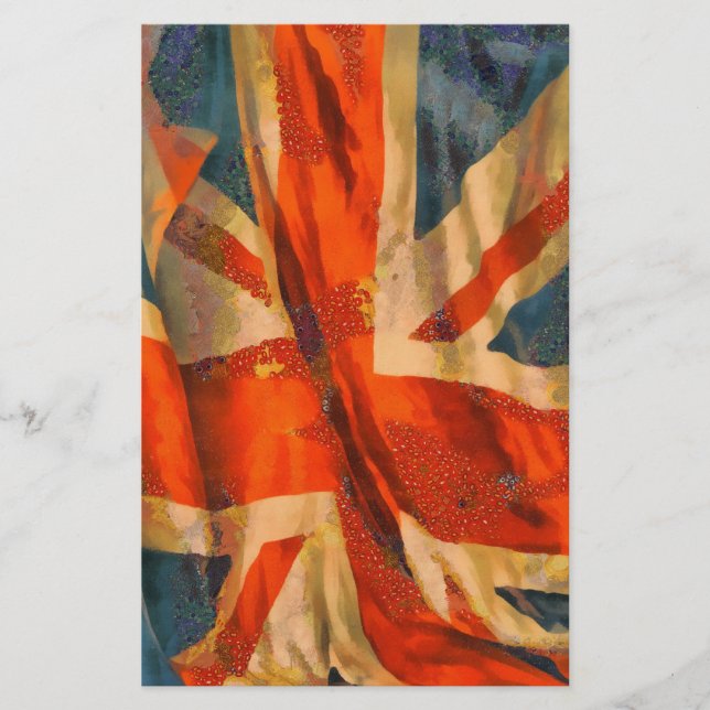 Grunge Union Jack British Flagga Wave Scrapbook Brevpapper (Framsida)