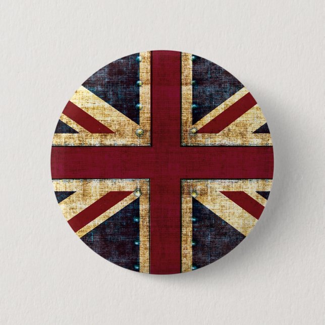 Grunge Union Jack - klassisk Knapp (Framsida)