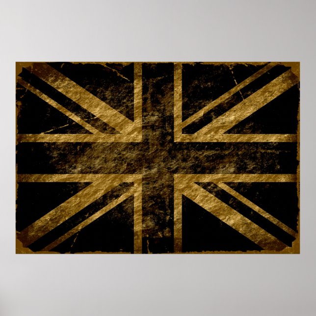 Grunge United Kingdom Flagga 4 Poster (Framsidan)