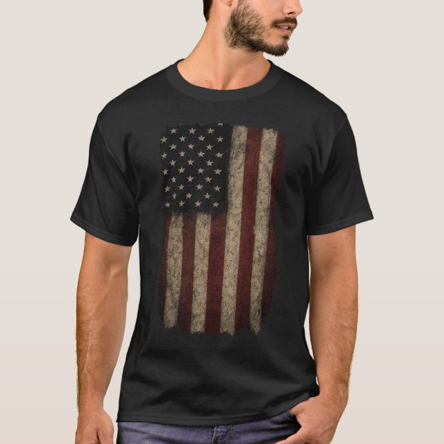 Grunge US Flagga T Shirt (Framsida)