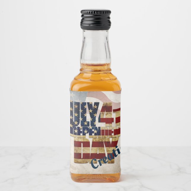 Grunge USA 4 juli självständighetsgrafik Spritflaskor Etikett (Framsida)