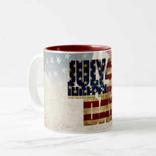 Grunge USA 4 juli självständighetsgrafik Två-Tonad Mugg