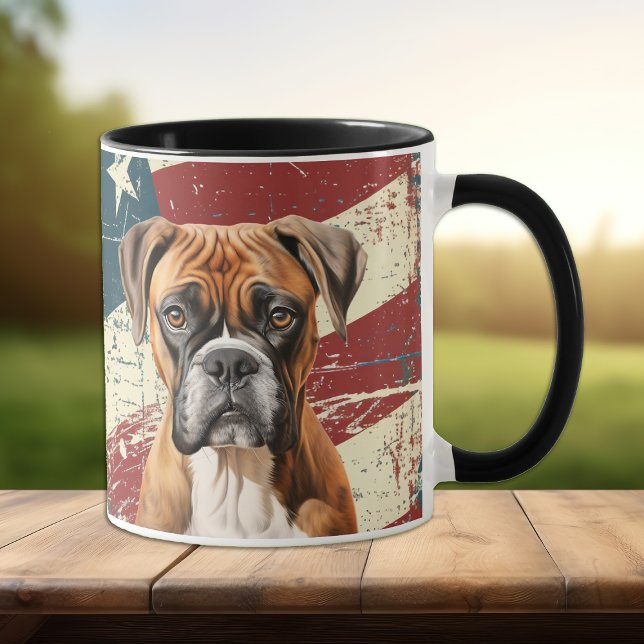 Grunge USA Flag Boxer Hund Mugg (Skapare uppladdad)