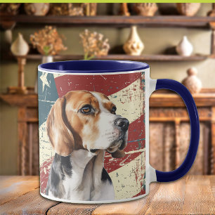 Grunge USA flagga Beagle Hound Hund Mugg