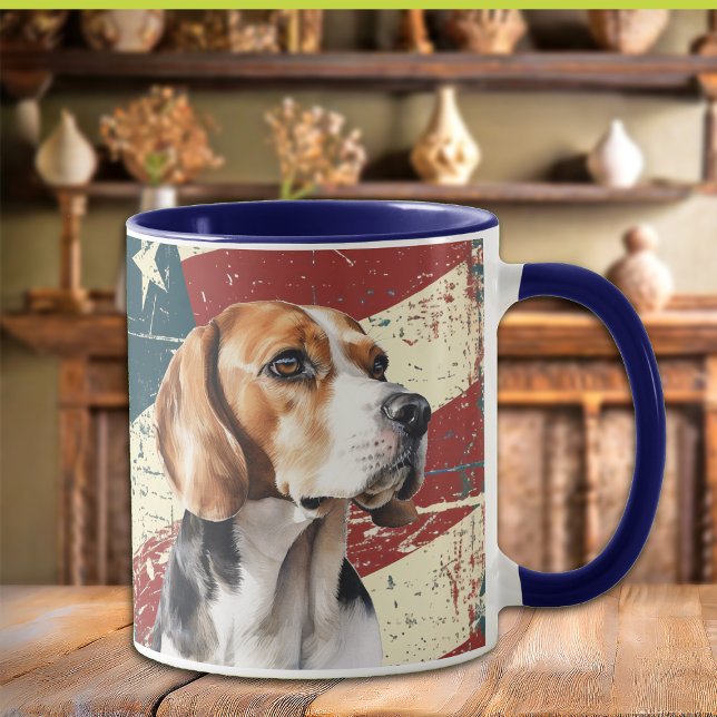 Grunge USA flagga Beagle Hound Hund Mugg (Skapare uppladdad)