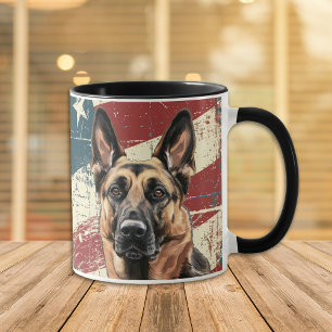 Grunge USA flagga belgisk Malinois Mugg