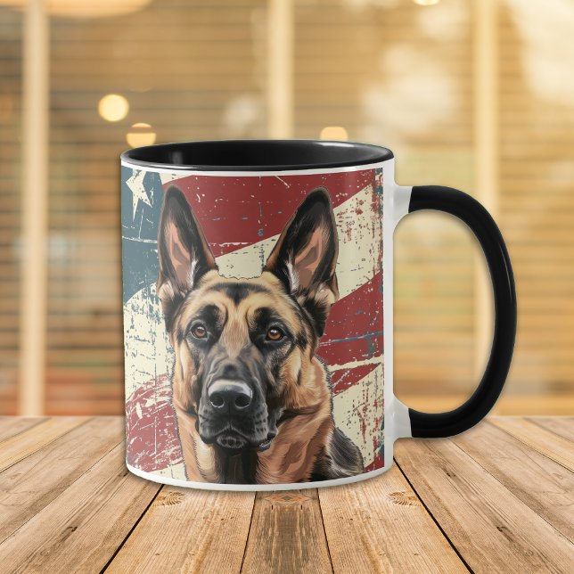 Grunge USA flagga belgisk Malinois Mugg (Skapare uppladdad)