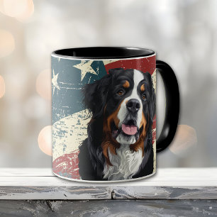 Grunge USA flagga Bernese Mountain Hund Mugg