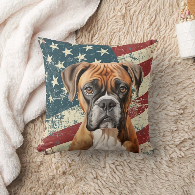 Grunge USA flagga Boxer Hund Kudde (Filt)