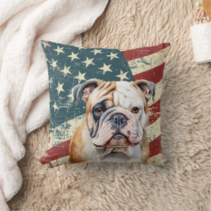 Grunge USA flagga Bulldog Kudde