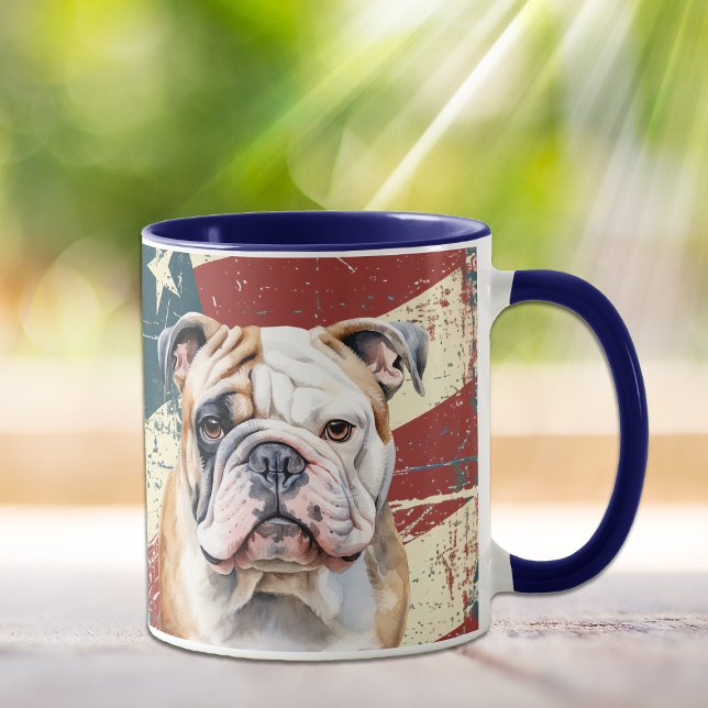 Grunge USA flagga Bulldog Mugg (Skapare uppladdad)