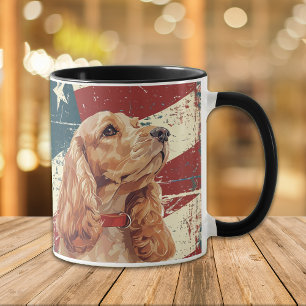 Grunge USA flagga Cocker Spain Hund Mugg