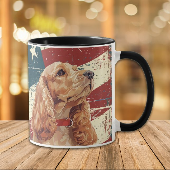 Grunge USA flagga Cocker Spain Hund Mugg (Skapare uppladdad)