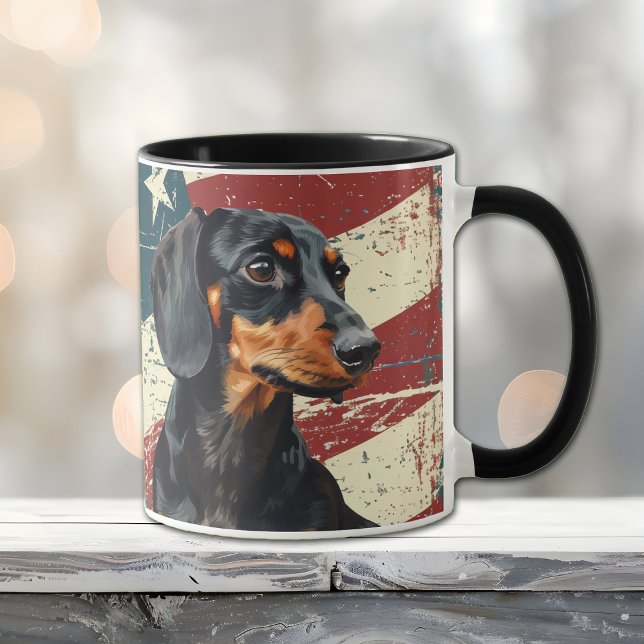 Grunge USA flagga Dachshund Hund Mugg (Skapare uppladdad)