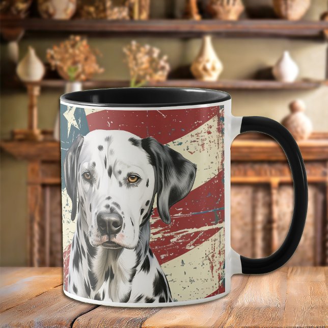 Grunge USA flagga Dalmatian Hund Mugg (Skapare uppladdad)