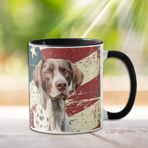Grunge USA flagga German Shorthar peinter Hund Mugg