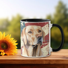 Grunge USA flagga Gult Labrador Retriever Mugg