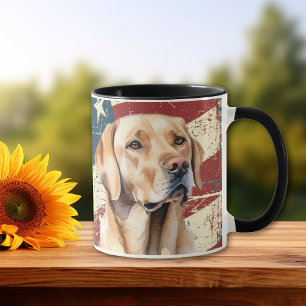 Grunge USA flagga Gult Labrador Retriever Mugg