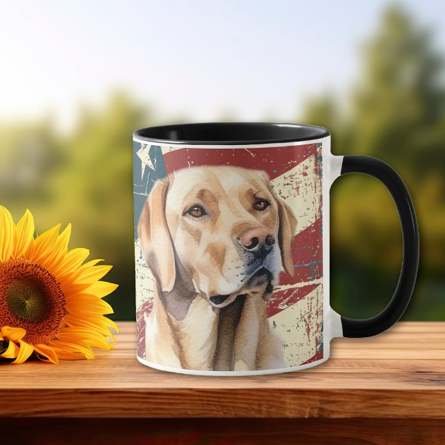 Grunge USA flagga Gult Labrador Retriever Mugg (Skapare uppladdad)