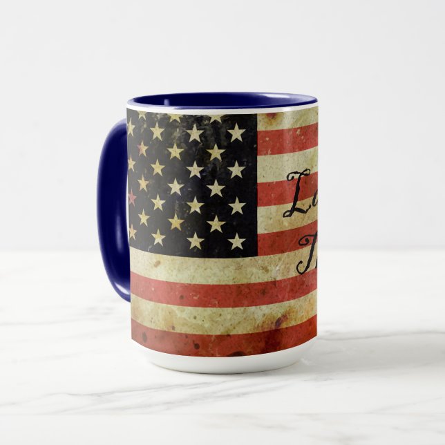 Grunge USA Flagga Mugg Landet det Fria (Framsida vänster)