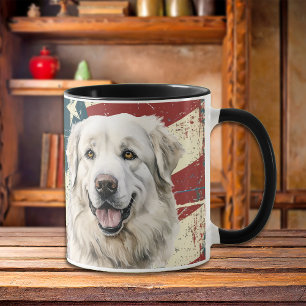Grunge USA flagga Underbar Pyrenées Hund Mugg