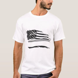 Grunge Vågigt Officers Grått Line Flagga T Shirt