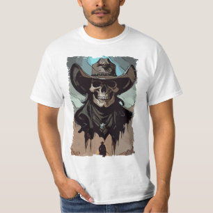 Grunge Vilda western Cowboy Skull sheriff Illustra T Shirt