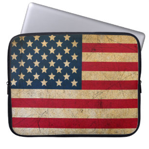 Grunge Vintage American flagga USA Laptop Sleeve