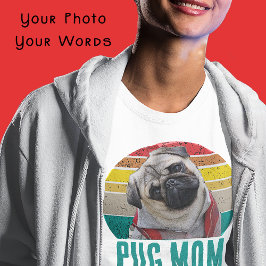 Grunge Vintage Distress Pug Photo Hund Mamma T Shirt