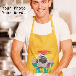 Grunge Vintage Distress Pug Photo Hund Pappa Långt Förkläde