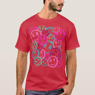 Grunge Vintage Graffiti Street Art Smiles Rosa T Shirt
