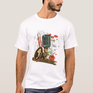 grunge-vintage-mikrofonvektor t-shirt