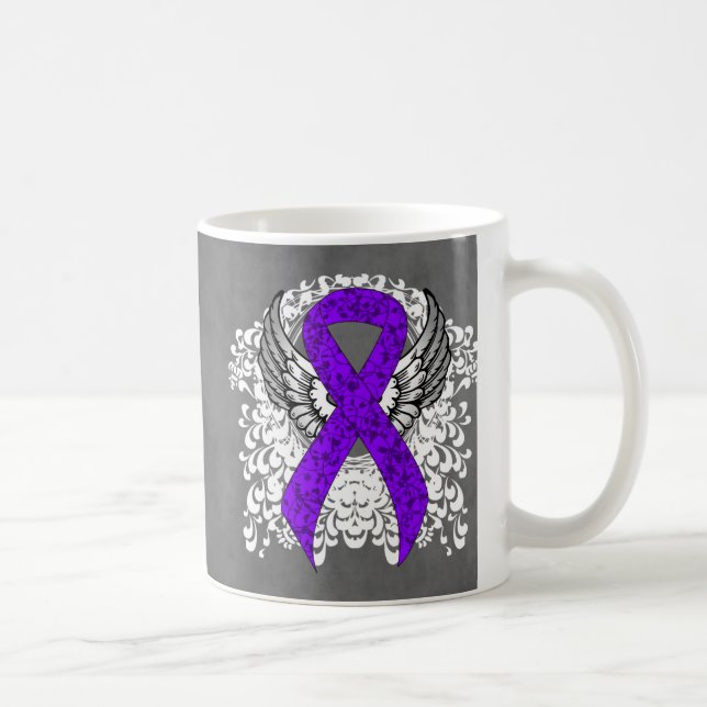 Grunge Violet Ribbon Vingar, Hodgkins lymfom Kaffemugg (Höger)