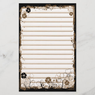 Grunge virvlar runt blommor fodrad brevpapper