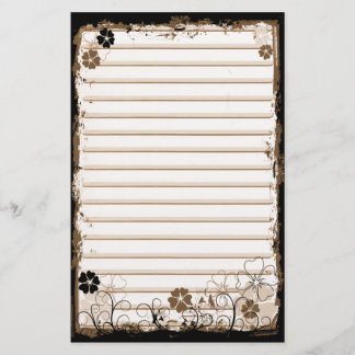 Grunge virvlar runt blommor fodrad brevpapper