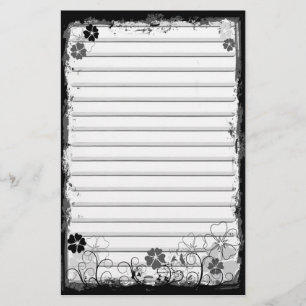 Grunge virvlar runt blommor fodrade brevpapper