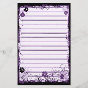 Grunge virvlar runt blommor fodrade brevpapper