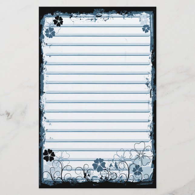 Grunge virvlar runt blommor fodrade brevpapper (Framsida)